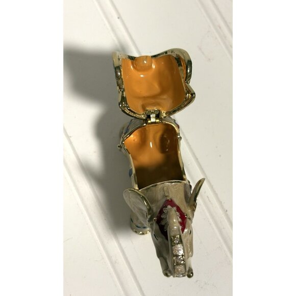 2 Bejeweled Elephants Enameled Metal & Austrian Crystal Trinket Boxes - Picture 7 of 10
